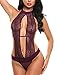 Avidlove Women Sexy Lingerie Lace Halter One Piece Teddy Babydoll Bodysuit Purple L