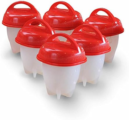 Egg Cooker Hard & Soft Maker, 6Pcs Egg Cooking Molds - No Shell Boiled Egg Cups Non Stick Silicone Boiled Steamer Eggies