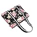 MOSISO Laptop Tote Bag for Women (17-17.3 inch), Canvas Rose Multifunctional Work Travel Shopping Duffel Carrying Shoulder Handbag Compatible with MacBook, Notebook and Chromebook, Black