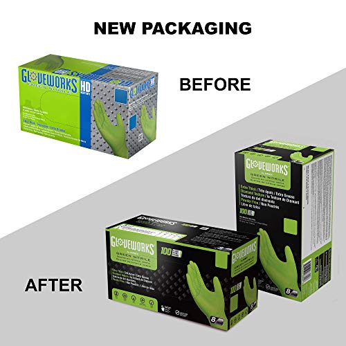 GLOVEWORKS HD Industrial Green Nitrile Gloves with Raised Diamond