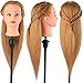 Mannequin Head 26-29 inch 100% Real Hair Styling Training Head, Cosmetology Doll Head, Mannequin Manikin Training Head With A Free Stand Clamp