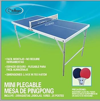 Bollinger Mini Mesa DE PINGPONG,con Dos Raquetas, Red Y Dos Pelotas: Amazon.es: Deportes y aire libre