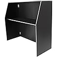 VPABES 4' Folding Portable Event Bar with Top and Middle Shelves, Foldable Bartender Table Cabinet Station, Mobile Laminate Foldable Bar for Parties and Events, Matte Black
