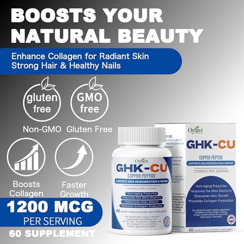 GHK-Cu Peptide Capsules, supports muscle growth, 1200MCG PER SERVING，60 Capsules