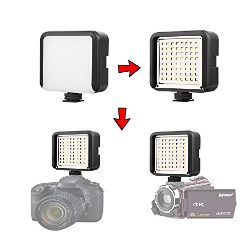 LED Camera Video Light, 64pcs Bulbs 6000-6500K Dimmable On Camera Video light for DSLR Camera Canon,Nikon,Sony,Panasonic,Olympus,Fuji etc. and other Camera Camcorders - Thumbnail 4