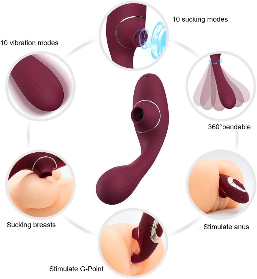 Clǐt-or-al Sucking Vǐb-Rat-or, G Spot 10 Frequencies, C-lǐtǒris Nipples Suction Stímulatión, Clitorial Sucking Toy for Woman Oral Tongue Simulator Waterproof