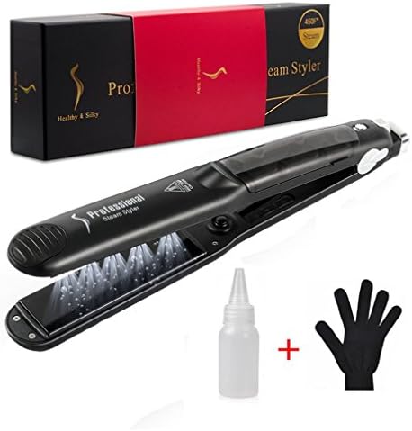 Avkkey Steam Straighteners for Hair, 450F Professional Multi-function Ceramic Tourmaline Flat Iron Hair Straighteners Curler Steam styler with Glove and Argan Oil Infusion