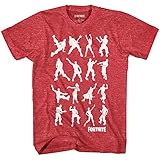 Mad Engine Fortnite Dance Dance Boys Short Sleeve T-Shirt (Heather Red,Medium)