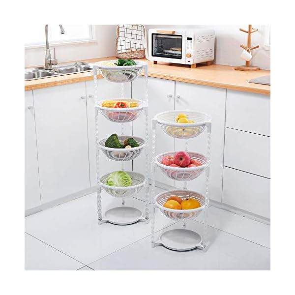 Uncluttered Designs Stacking Basket Bins (4 Tier + Plate) — Display for Fruit, Potato, Onion & Produce — Crafts, Art…