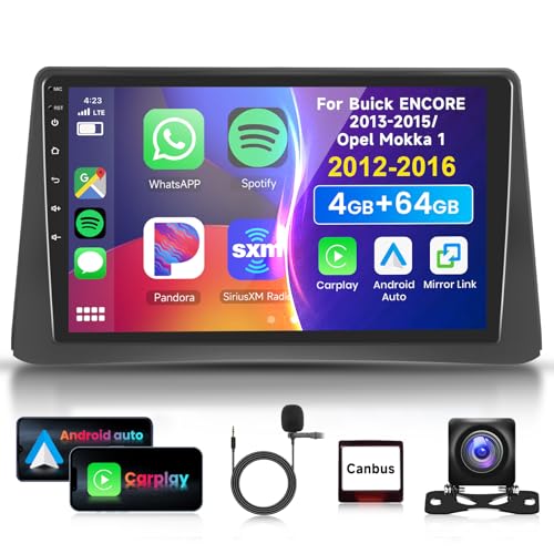 4G 64G VECHTEL 9 Inch Bluetooth Car Radio for Opel Mokka 1 2012-2016/Buick Encore 2013-2015 Carplay Android Car, DSP EQ, 1280 * 720, Wifi GPS Navi,Mirror Link, RDS/FM Radio 2 Din with AHD Rearview Camera