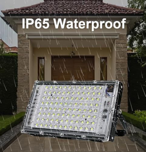 CREATESTAR Outdoor LED Spotlight, 100 W 2 Pieces Outdoor LED Spotlights Cool White Light, IP65 Waterproof Outdoor LED Headlight for Warehouse, Sports Field, Garden, Garage, Parking