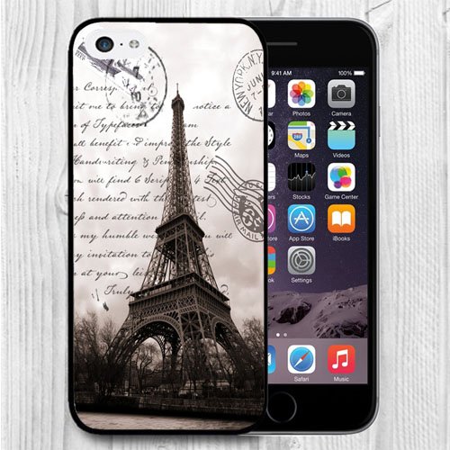 iPhone 5C Case Apple 5C Black Cover TPU Rubber Gel - Restoring ancient ways is the Eiffel Tower