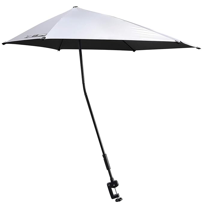 UPF 50+ Adjustable Umbrella with Universal Clamp Beach Umbrella for