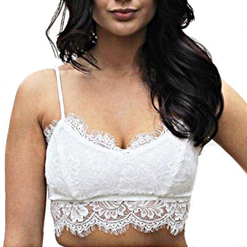 Sheer Lace Condole belt Strap Lingerie Bra Tops, Prettymenny Women Translucent Underwear (White)