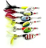 6pcs Fishing Lures Spinnerbait , Annymall Bass Trout Salmon Hard Metal Spinner Baits Kit with Tackle Box