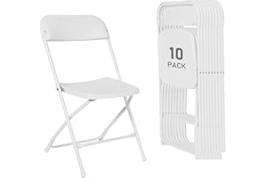 susici 10 Pack White Plastic Folding Chairs, Portable Stackable Commercial Party Folding Chairs with Steel Frame 350lbs for Home Office Outdoor Indoor Office Wedding Party Events
