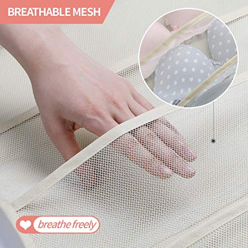 Hanging Closet Organizer, Dual-Sided 30 Pockets Wall Shelf Wardrobe Storage Bags for Underwear, Stocking, Bra and Sock, Mesh Pocket with Metal Hanger - Thumbnail 3