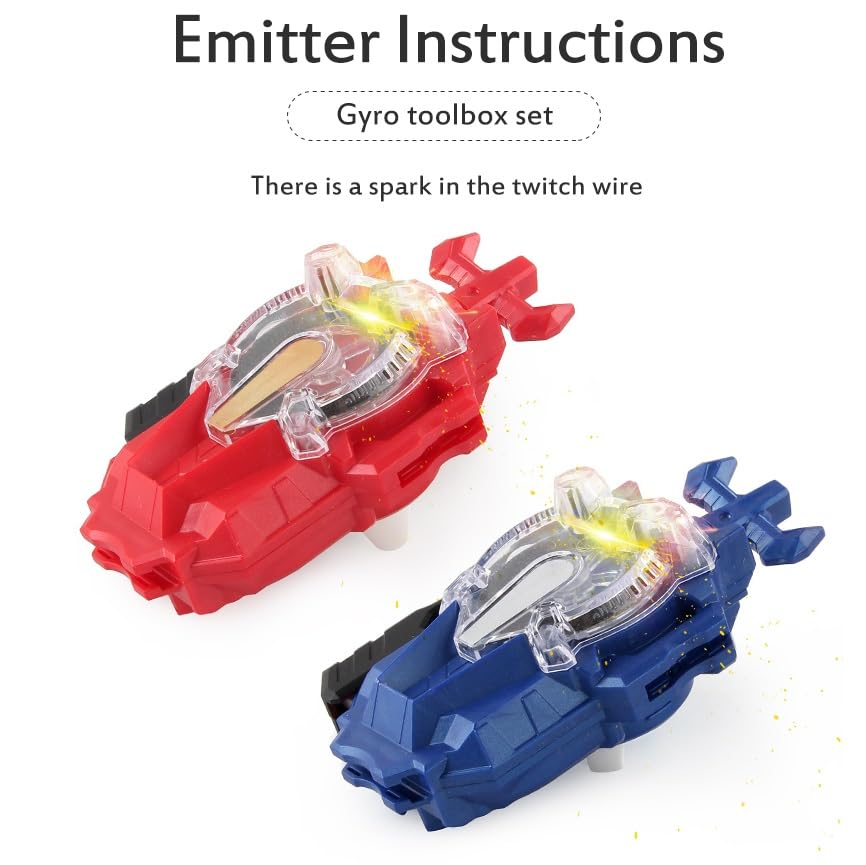 Battling Tops Box Set, Burst Gyro Toys 12 Spinning Tops + 2 Launchers + Stickers Combat Battling Game with Portable Box Gift for Kids Children Boys