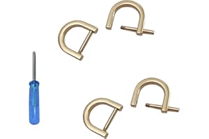 willikiva 4Pcs D Ring with Closing Screw Replacement Screw Shackle Key U Shape D Rings Holder Horseshoe DIY Leather Craft Purse (Classic Gold,3/8inch)