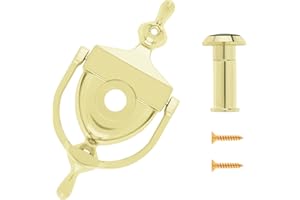 HOJLKLD Door Knocker and Viewer, 6 Inch Height Knocker, 180-Degree View Angle Peephole, 9/16 inch Bore, for 1-3/8" to 1-7/8" Thickness Door (6 inch, Gold)