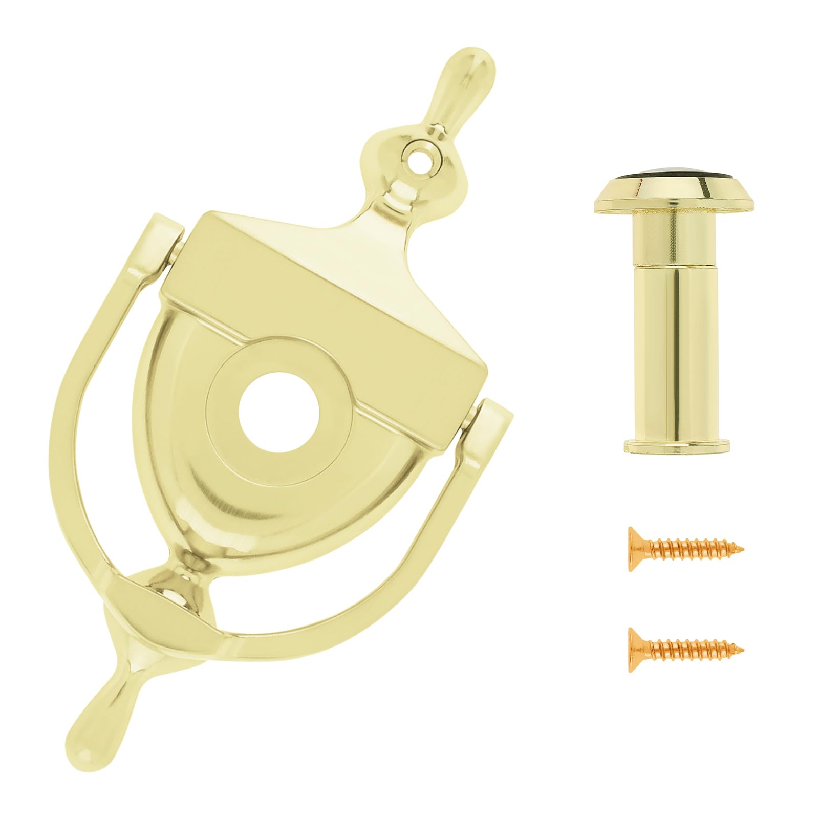 HOJLKLD Door Knocker and Spyhole,15.2CM Zinc Alloy Front Door Door Knocker with Door Viewer for 3.5CM to 4.7CM Thickness Doors (Gold)