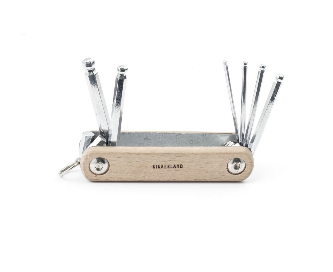 Kikkerland Wooden Bike Fixie Hex Set Storage, Brown, One Size