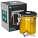 Coffee Gator Stainless Steel Container - Canister with co2 Valve and Scoop - Medium, Gold