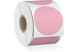 Misofuki 2" 750 Labels Pink Circle Direct Thermal Stickers Labels Roll Compatible with Zebra, Rollo, MUNBYN, Self-Adhesive Round Direct Thermal Labels