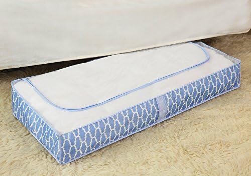 Khandro Zippered Underbed Storage Bag Clothes Blanket Organizer with Clear Window, 6 Inches High