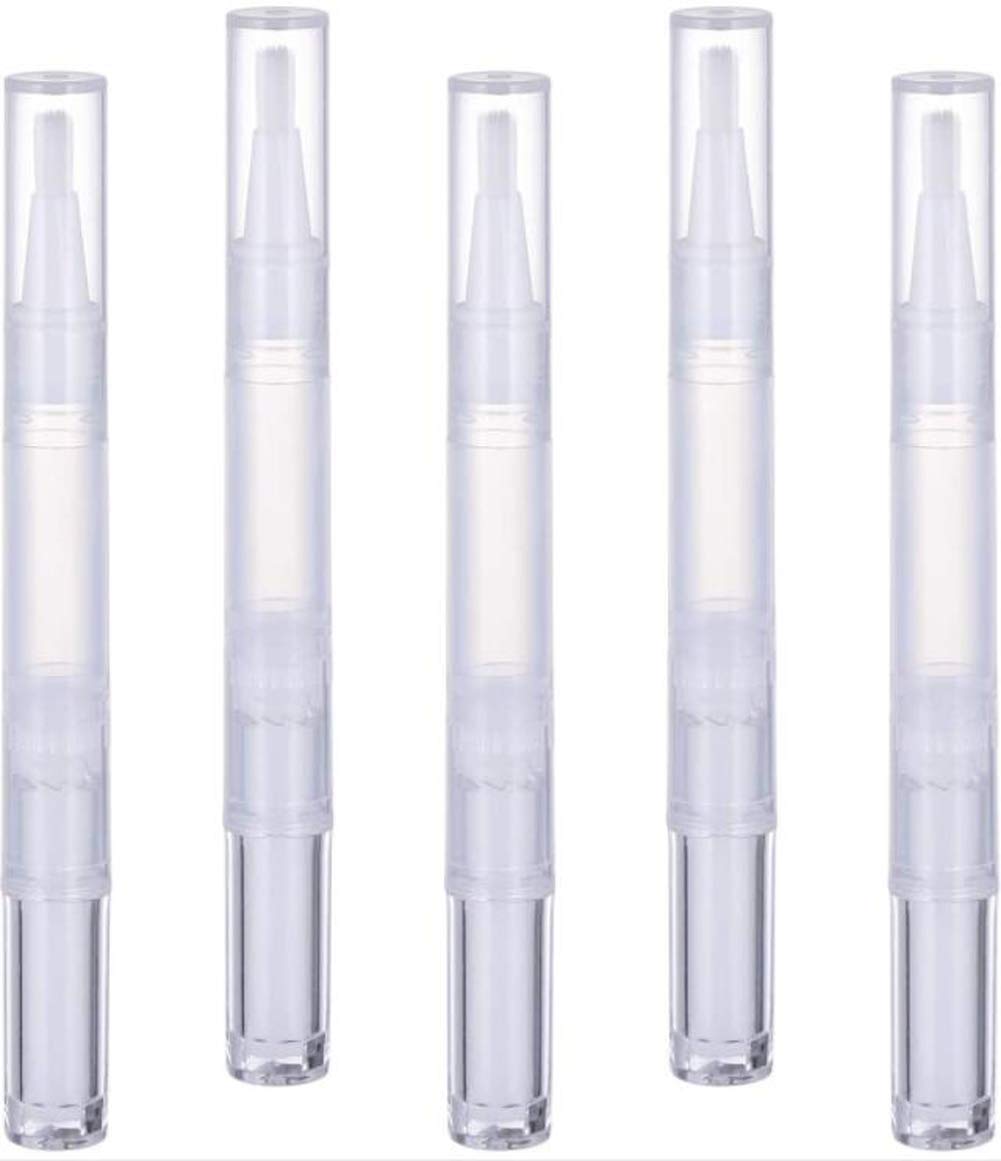 5Pcs 3ml Transparent Twist Pens Nail Twist Pens Empty Transparent Nail Oil Pen with Brush Empty Cuticle Oil Pen Cosmetic Container Pen for Lip Gloss Teeth Whitening Liquid