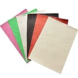 Glitter Faux Leather Fabric Sheets- 6 Pieces Assorted Colors A4 Size Precut Shiny Superfine Canvas Back for Bag Making, Hat Making, Hair Crafts Making, Jewelry Making, Sewing, Shoe Making