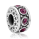 JMQJewelry Heart Birthday Love Birthstone February Purple Crystal Charm Beads For Bracelets Women