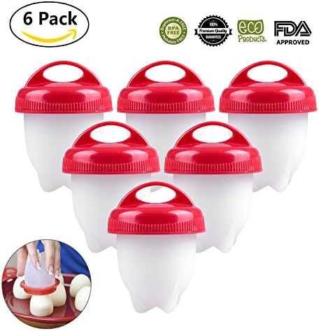 THREEMAO 6 PACK Egg Cooker,Hard &amp; Soft Maker Egg Cooker Hard Boiled Eggs without the Shell AS SEEN ON TV