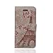 TRURENDI Vintage Retro Paris Eiffel Tower Girls Cute Animal Painted Art Series PU Leather Wallet Flip Case Cover with Card Slot and Magnetic Snap for iPhone 4/4S (Eiffel Tower & Flowers)