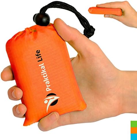 Mini Pocket Outdoor Blanket , Groud / Seat Cover Made From Premium Soft and Lightweight Waterproof Material Ideal for Traveling / Hiking / Cycling with Practical Pouch (Orange)