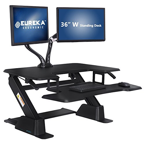 [Limited Edition] Eureka Ergonomic Height-Adjustable Standing Desk Converter, Sit-to-Stand Workstation, 36-Inch Wide, SGS Top Rated, Black