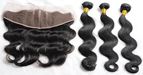 Brazilian Body Wave 3 Bundles With 13x4 Ear To Ear Lace Frontal Closure Brazilian Virgin Human Hair Extensions With 3 Part Closure -28 28 28+20 inch