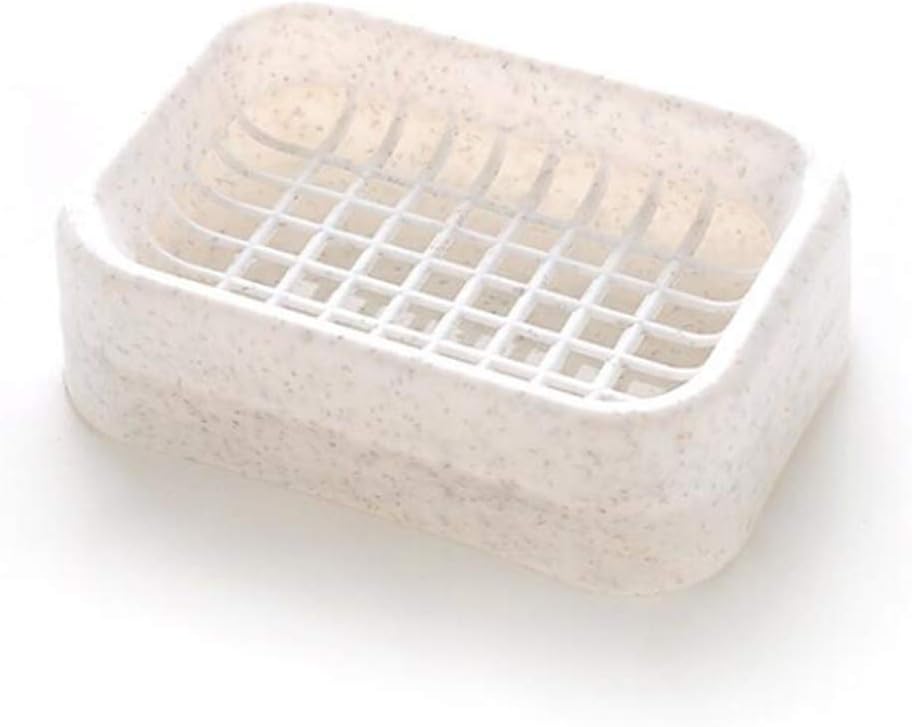 QHGstore 1pcs Soap Dish Plastic Soap Tray Bathroom Double Layer Soap Dish with Drainage by TheBigThumb, White
