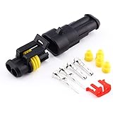 Electrical Wire Connector, Waterproof Electrical Wire Connector Plug 2 Way Pin for Car Truck