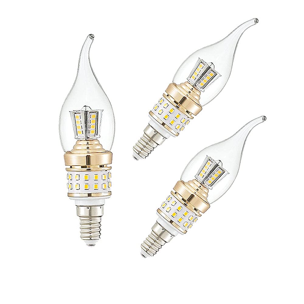ZYUJIA E14 LED Candle Bulbs 10W Small Screw Candelabra LED Light Bulbs Not Dimmable Cool White 6000K Chandelier Bulbs(Equivalent to 90W) 3 Packs