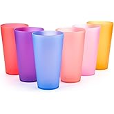 KX-WARE 32-ounce Plastic Tumblers/Large Drinking Glasses/Party Cups/Iced Tea Glasses Set of 6, 6 Assorted Colors | Unbreakable, Dishwasher Safe, BPA Free