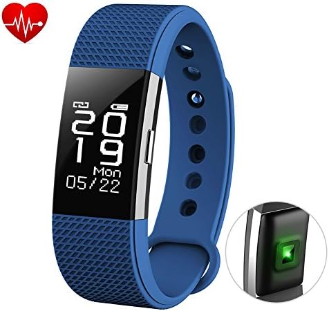 Fitness Tracker Heart Rate Monitor Touch Screen Activity Pedometer with Waterproof Smart Wristband and Sleep Monitor Smart Bracelet for Andorid and IOS, Lenkewi F2 (blue)