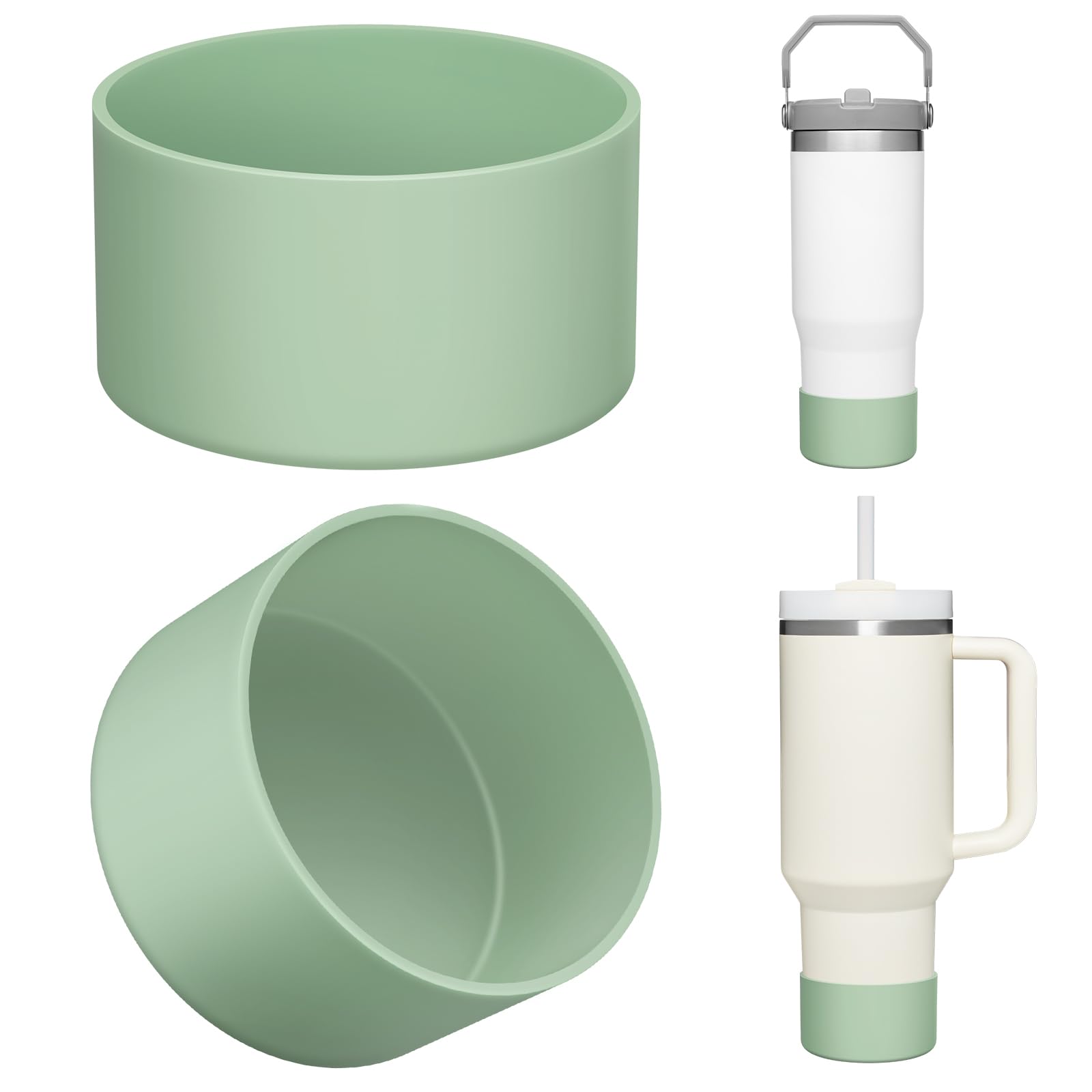 Photo 1 of Upgrade 2PCS Protective Silicone Boot Bumper for Stanley Quencher Adventure 40oz 30oz IceFlow 20oz 30oz Tumbler, Water Bottle Bottom Sleeve Cover Accessories for Stanley Mug Cup(Dark Green)