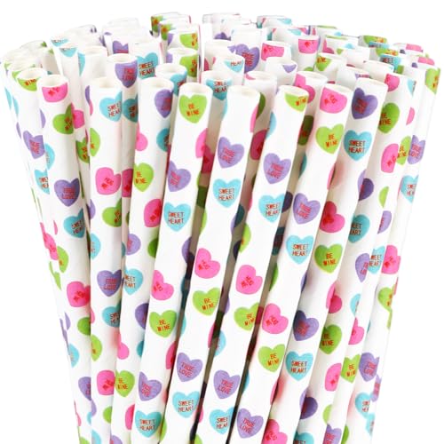 Whaline 200Pcs Valentine's Day Paper Straws