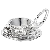 Cup And Saucer Charm In Sterling Silver, Charms for