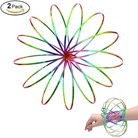 MAIYU 2 Pack Flow Ring Toy, Magical Ring While Moving Creates a Ring Flow Rainbow Effect, Holographic Kinetic Toys