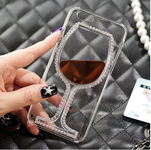 Appmax® Bling Crystal Diamond Shiny White Ringstone Flowing Liquid Red Wine Glass Clear Hard Case For iPhone 6 Plus&amp;iPhone 6s Plus [5.5 inch](hard case)