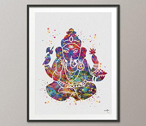 COCOMILLA Ganesha Ganesh Lord Ganesha Watercolor Art Print Wall Wedding Gift Poster Giclee Wall Decor Art Home Decor Wall Hanging Buddha Yoga [NO 475]