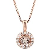 14 Karat Rose Gold Round Shape 3/4 CT Natural Morganite & Diamond Pendant