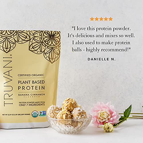 Truvani Plant Based Protein Powder Banana Cinnamon USDA Certified